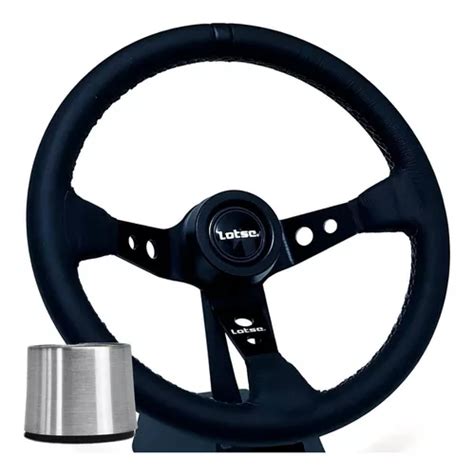 Volante Esportivo Lotse Gti Black Couro Cubo Vw Gol Fusca Brasilia