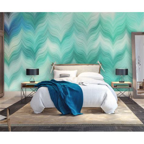 Papier Peint Panoramique Emerald Blue Waves L Papiers De Ninon