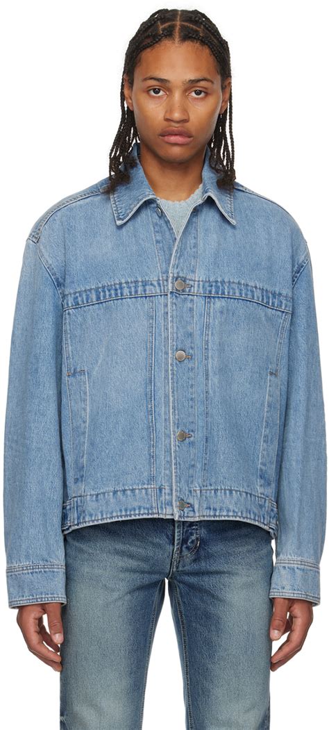 Blue Paneled Denim Jacket By Solid Homme On Sale