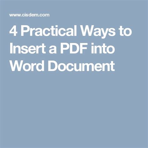 Practical Ways To Insert A Pdf Into Word Document Pdf Documents Words