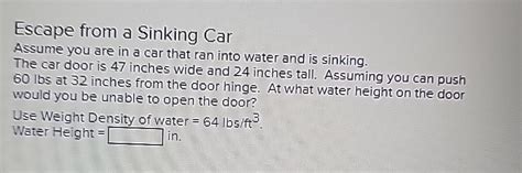 solved escape   sinking carassume     car  cheggcom