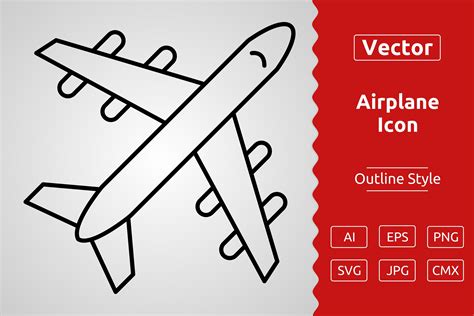 Vector Airplane Outline Icon Design Graphic by Muhammad Atiq · Creative Fabrica