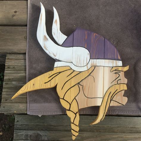 Minnesota Vikings Logo Out Of Cedar 2x6 Carved Stained And Sanded