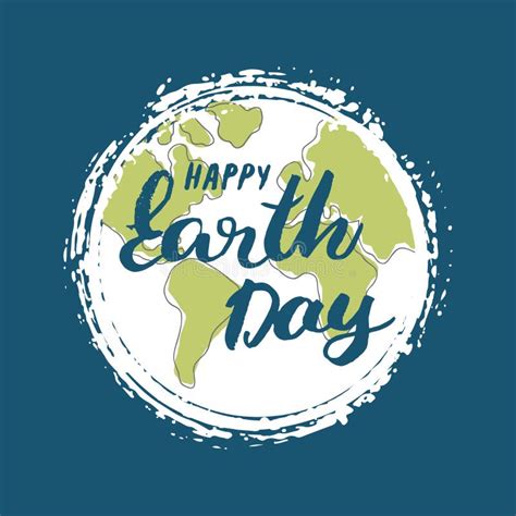 Earth Day Celebration Greeting Card Happy Earth Day Lettering Vector