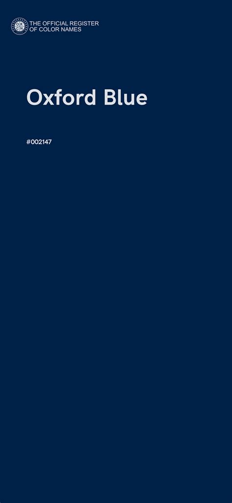 Oxford Blue color - #002147 - The Official Register of Color Names