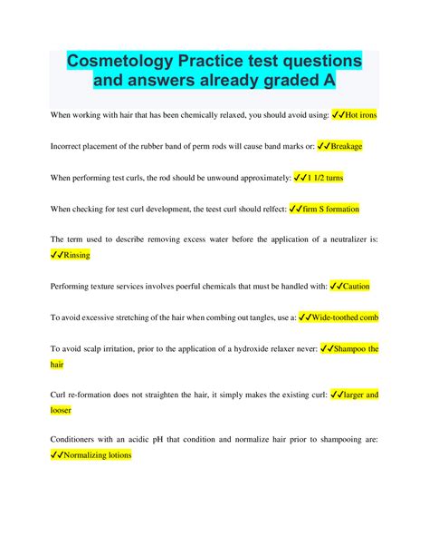 Cosmetology State Board Practice Exam 100 Questions And Answ