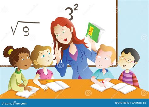 Teacher And Student In The Classroom Stock Vector Illustration Of