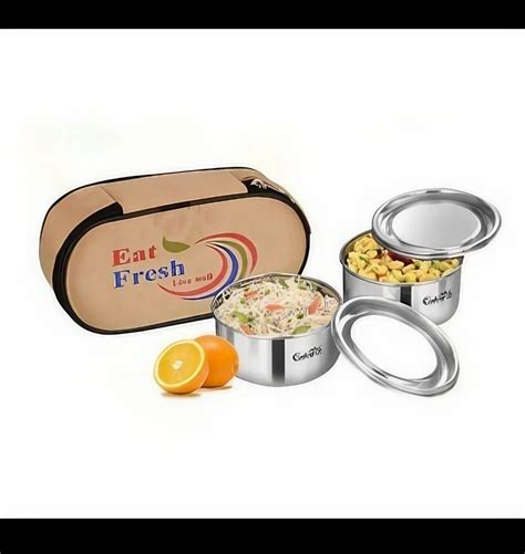 Calvy Stainless Steel Zip Lt Lunch Box Eat Fresh For Home Capacity