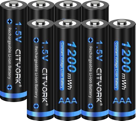 Amazon CITYORK 1 5v AAA 1200mWh Lithium Rechargeable Batteries 8