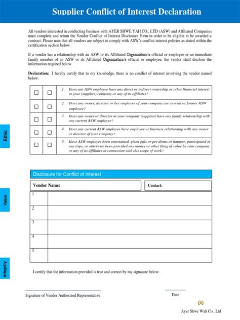 Conflict Of Interest Declaration Forms Suppliers Pdf Conflict Of Interest Applied Ethics