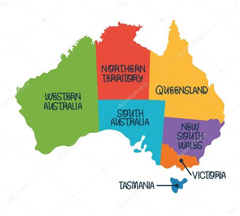 Mapa Político Del Continente Australiano Vector de stock por jemastock