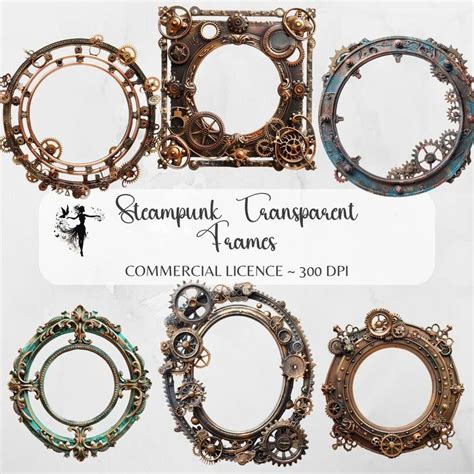 Steampunk Frames Clipart Ephemera Png Junk Journal Supplies Paper Craft