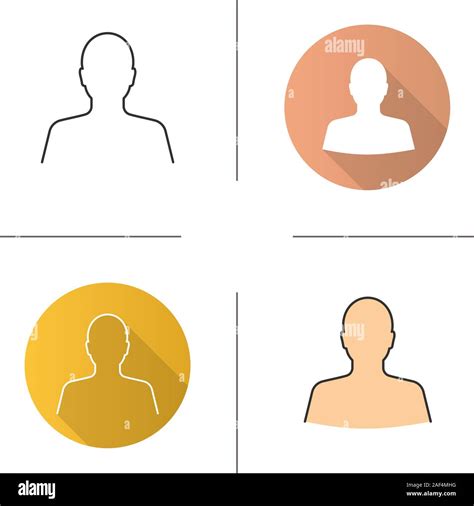 Man S Silhouette Icon Flat Design Linear And Color Styles Profile