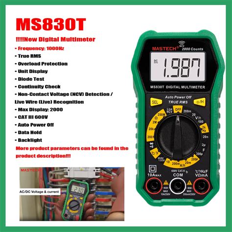 Mastech Digital Multimeter Meter Ms T Counts Auto Ac Dc Votage