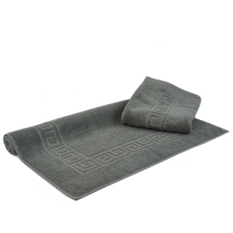 Discontinue 100 Turkish Cotton Gray Terry Bath Mat Greek Key