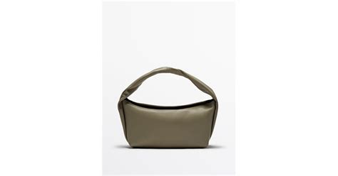 Massimo Dutti Nappa Leather Croissant Bag In Natural Lyst