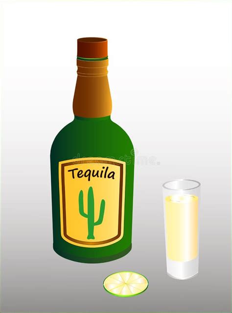 Una Botella De Bebida Alcohólica Mexicana Del Tequila De Un Vidrio