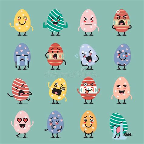 Ensemble D emoji De Caractère D oeuf De Pâques Illustration de Vecteur