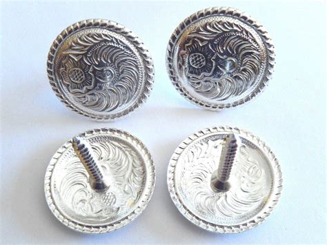 4 Pack Western Saddle Bright Silver Concho 1 12 Screw Back ⋆ Hill