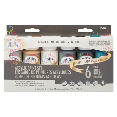 Set de 6 Pinturas Acrílicas Testors Colores Metálicos Sodimac Falabella