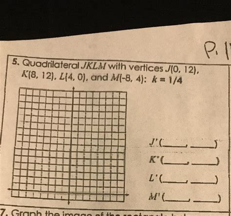 Quadrilateral Jklm With Vertices J K L Quizlet