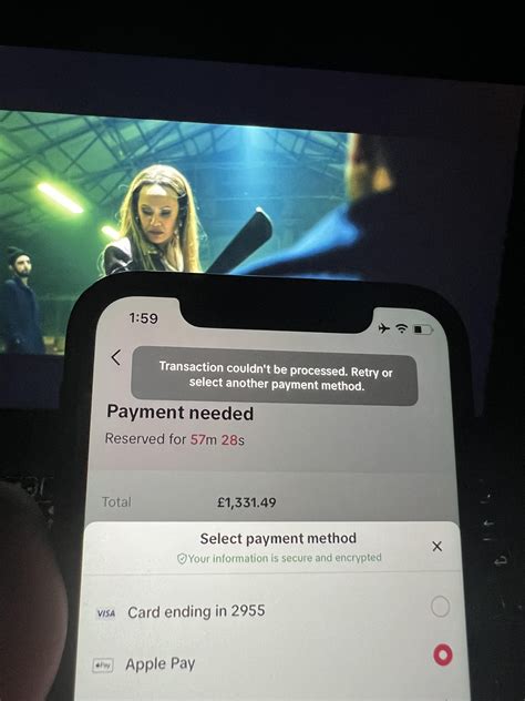 Transaction couldn't be processed. Retry or select another payment