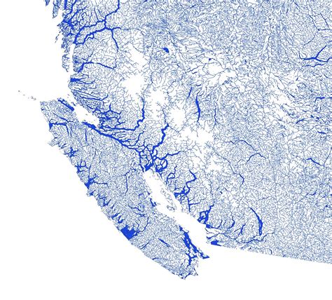 Canada mapped only by rivers, streams & lakes - Vivid Maps