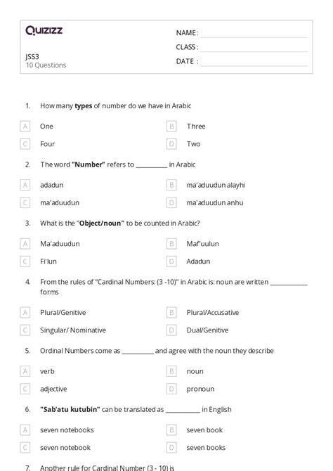 50 Arabic Worksheets For 5th Grade On Quizizz Free And Printable