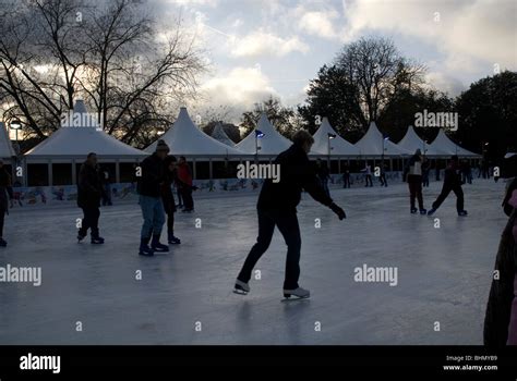 The skating rink at the Winter Wonderland Hyde Park London UK Stock ...