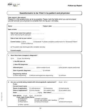 Fillable Online Esid Fragebogen Fr Patienten Mit Primren Immundefekten