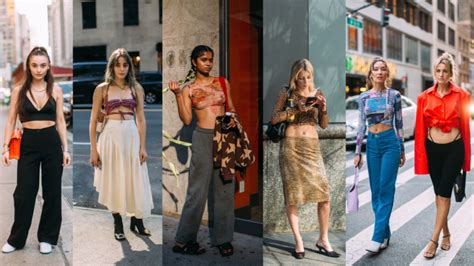 The Street Style Crowd Wore Midriff Baring Going Out Tops On Day Of