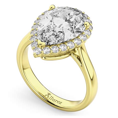 Pear Shaped Halo Diamond Engagement Ring K Yellow Gold Ct Ad