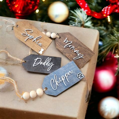 Personalized Christmas Tags, Custom Stocking Name Tags, Wooden Gift ...