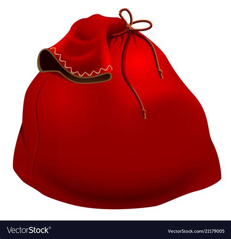 Red Big Santa Claus Bag Isolated On White Vector Image