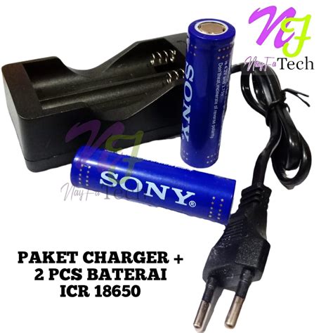 Jual Paket Adaptor Charger 2 Batterai ICR 18650 Li Ion 3 7v 5000mAh