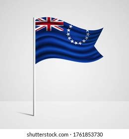 Realistic Cook Islands Country Flag Waving Stock Vector Royalty Free