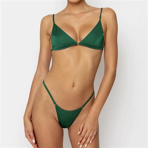 Sommer Swim Emerald Green Bikini Top Only Small Depop