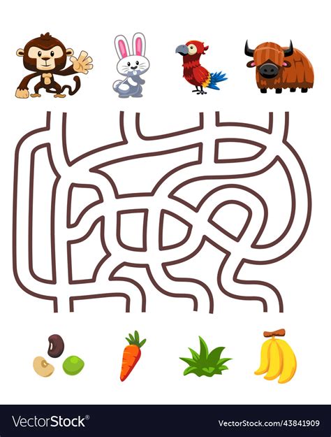 Maze puzzle game for children pair cute cartoon Vector Image