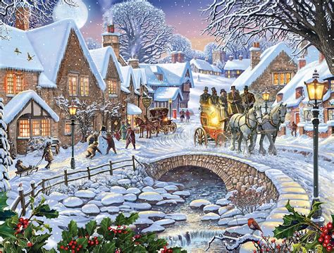 White Mountain Puzzles Winter Village Jigsaw Puzzle 1000 Piece By