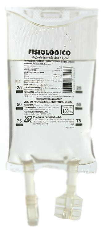 SORO FISIOLOGICO 0 9 CLORETO DE SÓDIO BOLSA 100ml JP SISTEMA