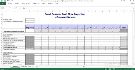 Small Business Cash Flow Projection Template