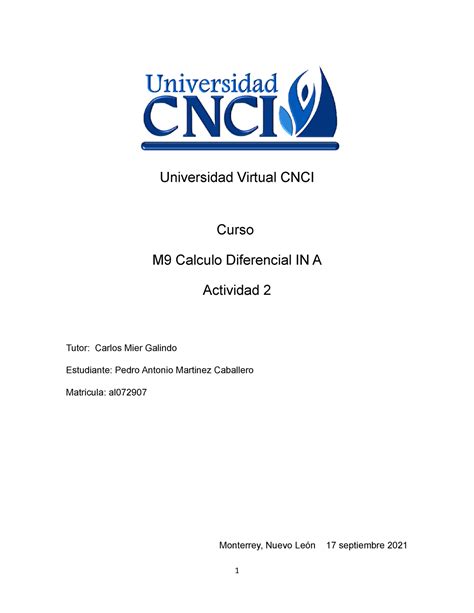 Act 2 Calculo Diferencial Universidad Virtual Cnci Curso M9 Calculo