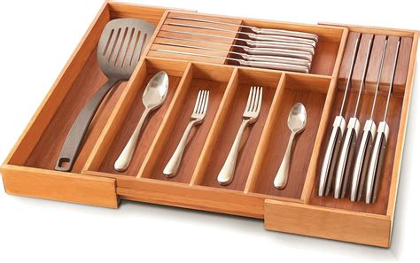 Amazon Bamboo Silverware Kitchen Drawer Organizer Expandable