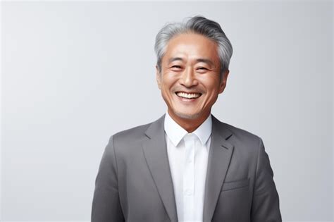 Premium Ai Image Asian Middle Aged Business Man Laughing Cheerfully