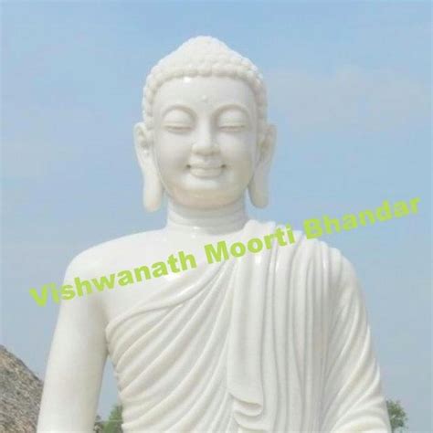 Jaipurcrafts White Marble Lord Buddha Statue Vishwanath Moorti Bhandar