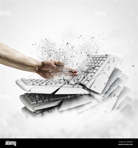 keyboard, smash, digitization, keyboards, smashs Stock Photo - Alamy