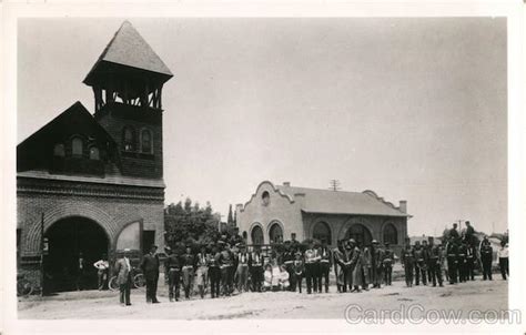 Fire House And Volunteers And Public Library Porterville Ca Postcard