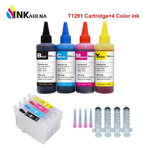 Cartuchos De Tinta T1291 Recargables Para Impresora Epson Kit De