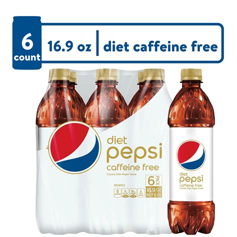 Diet Pepsi Cola Caffeine Free Soda Pop 169 Oz 6 Pack Bottles