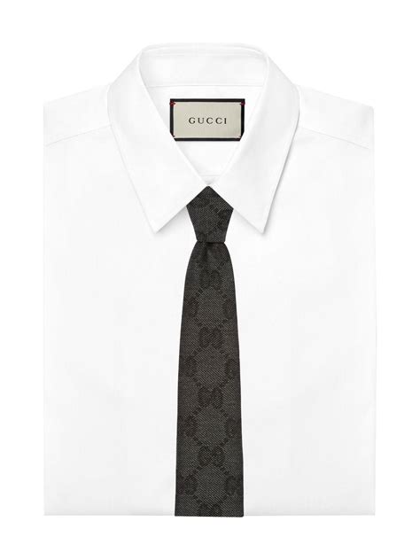 Gucci Gg Jacquard Wool Tie Black Farfetch